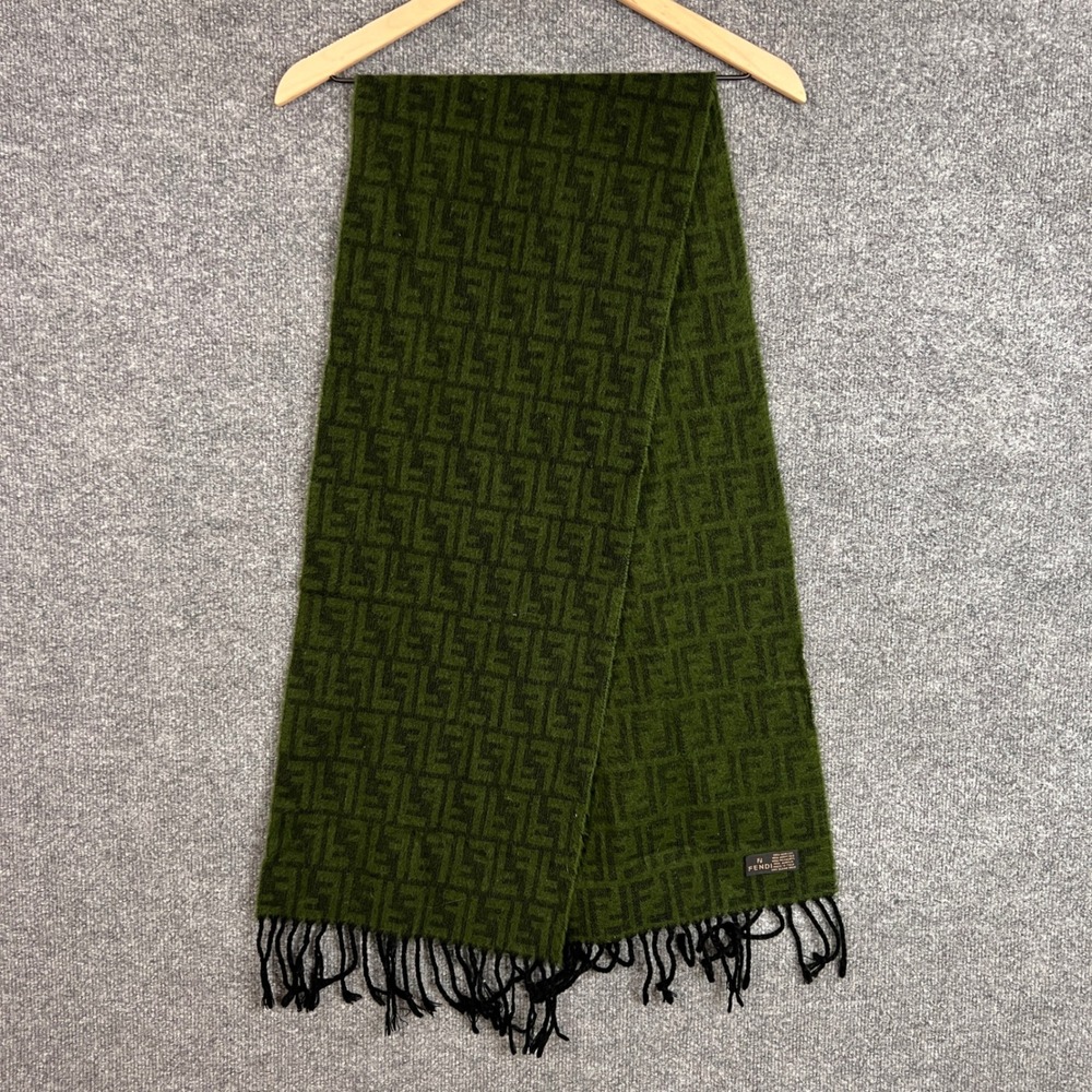 Fendi Green and Black Patterned Scarf - Picture 2 of 6